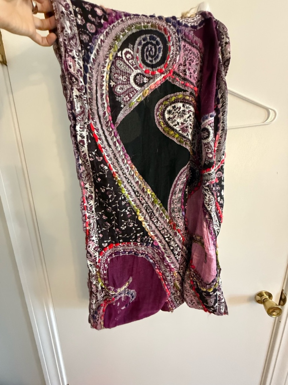 Paisley Patchwork Scarf in Black and Purple